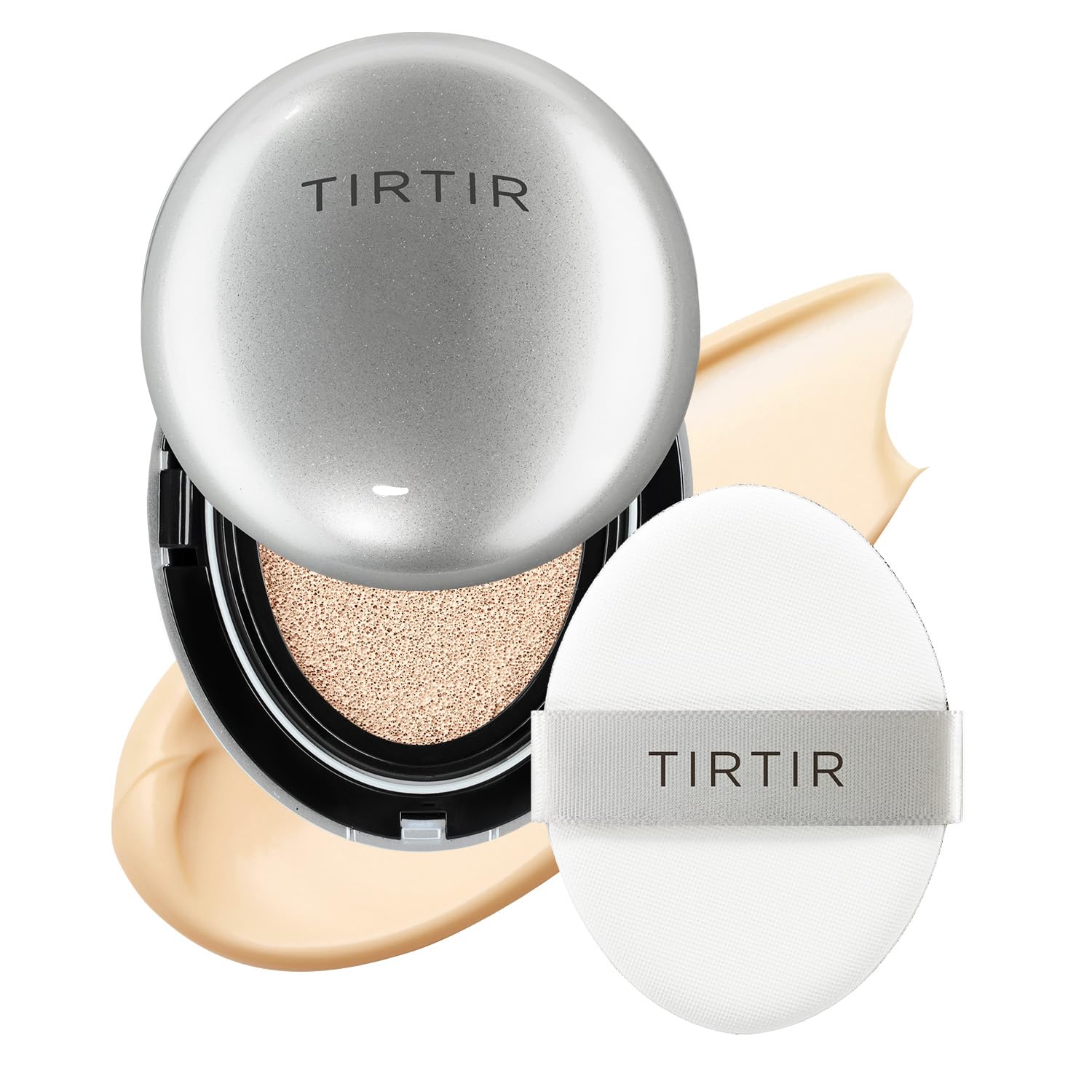 [*Mini Size*] TIRTIR Aura Glow Silver Cushion | Korean Cushion Foundation, (#21N Ivory, 0.15 Fl Oz)