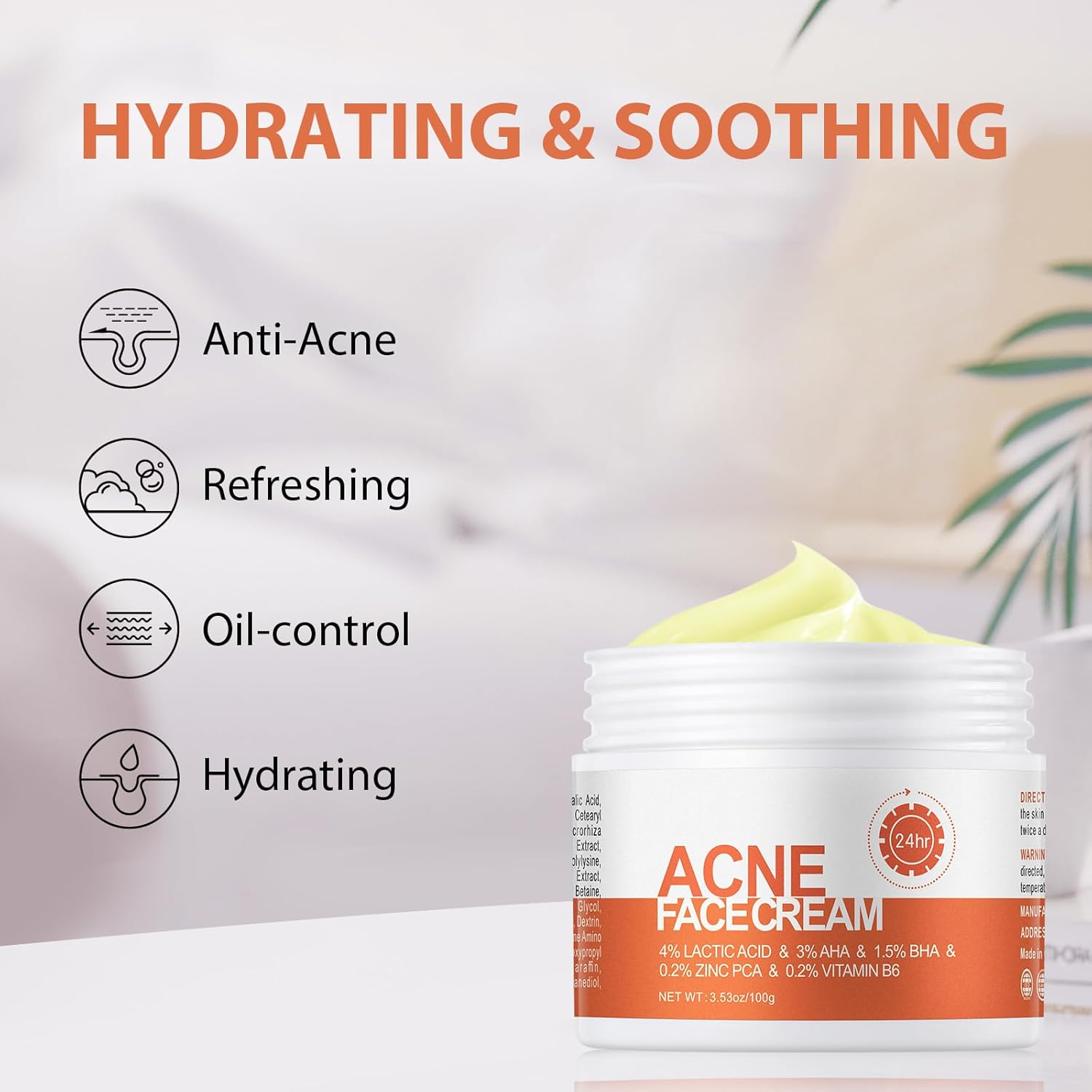 Acne Cream, Salicylic Acid Cystic Acne Treatment For Face, Back Butt Acne Treatments Creams, Acne Spot Treatment for Face Body, Acne Clearing Pimple Cream for Teens & Adults, Acne Moisturizer