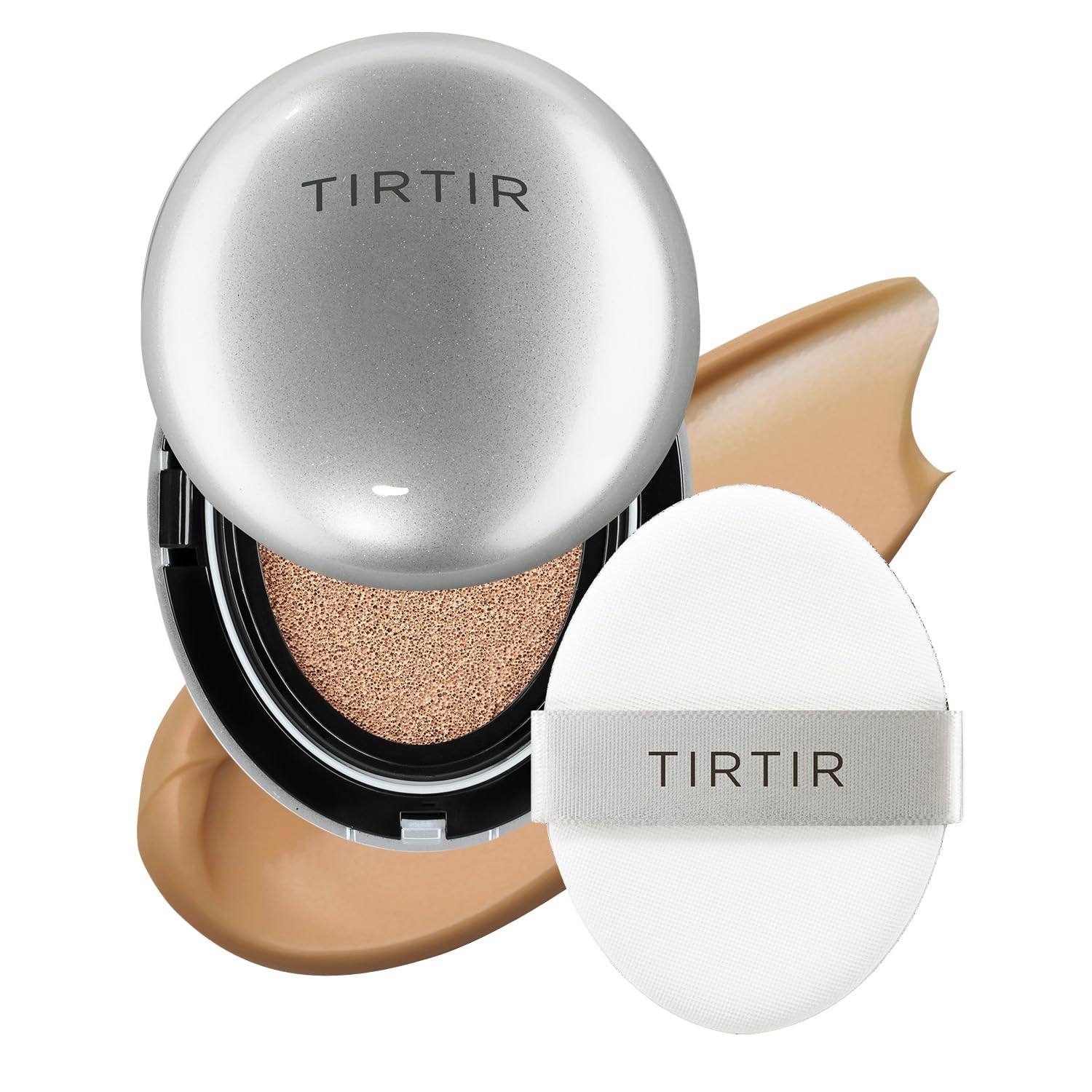 [*Mini Size*] TIRTIR Aura Glow Silver Cushion | Korean Cushion Foundation, (#21N Ivory, 0.15 Fl Oz)