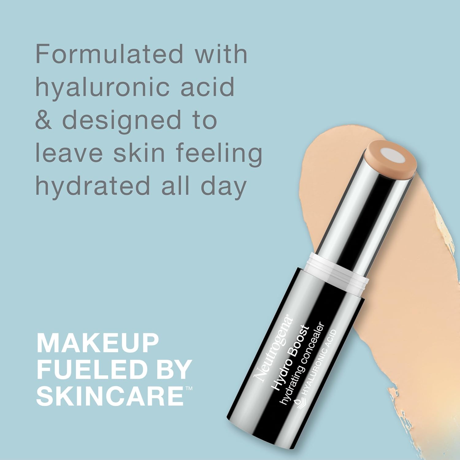 Neutrogena Hydro Boost Hydrating Concealer Stick for Dry Skin, Oil-Free, Lightweight, Non-Greasy and Non-Comedogenic Cover-Up Makeup with Hyaluronic Acid, 30 Light/Medium, 0.12 Oz