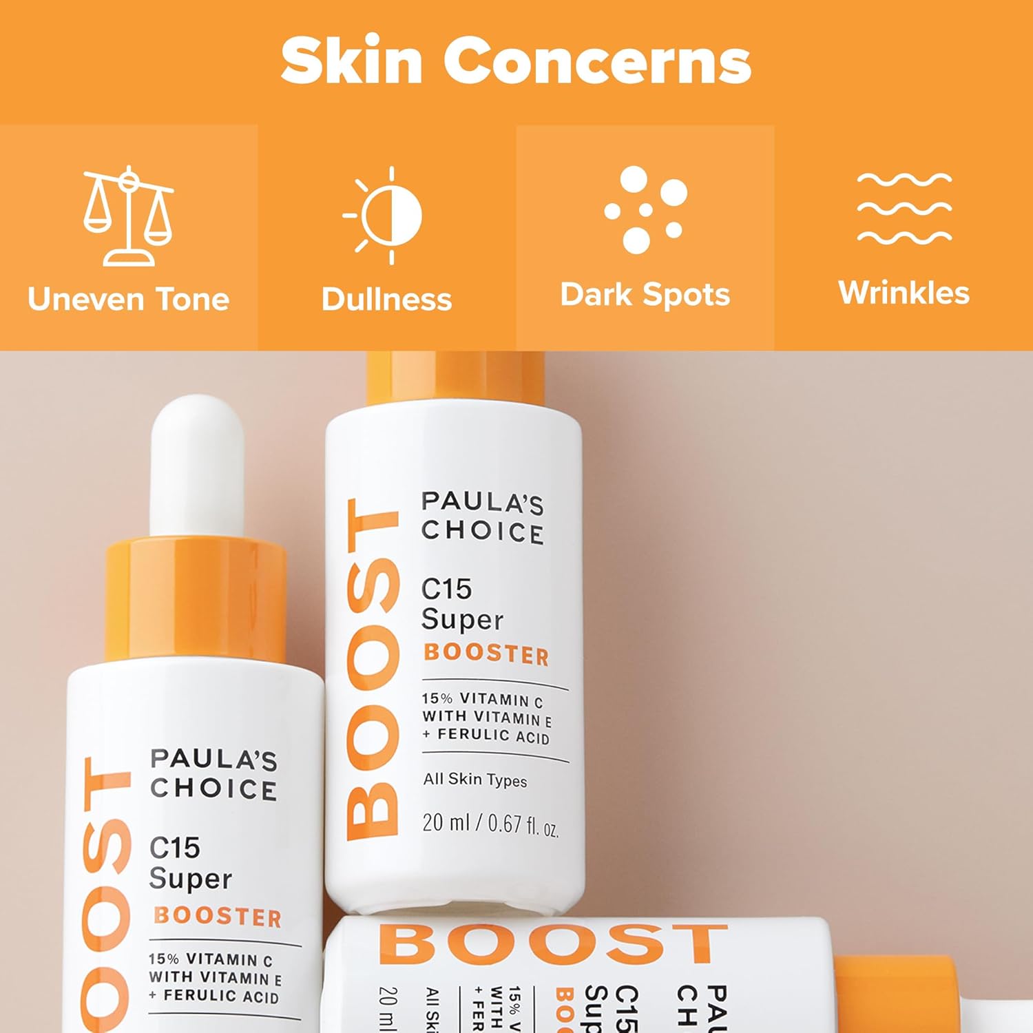 Paula's Choice BOOST C15 Super Booster, 15% Vitamin C with Vitamin E & Ferulic Acid, Skin Brightening Serum, 0.67 Ounces
