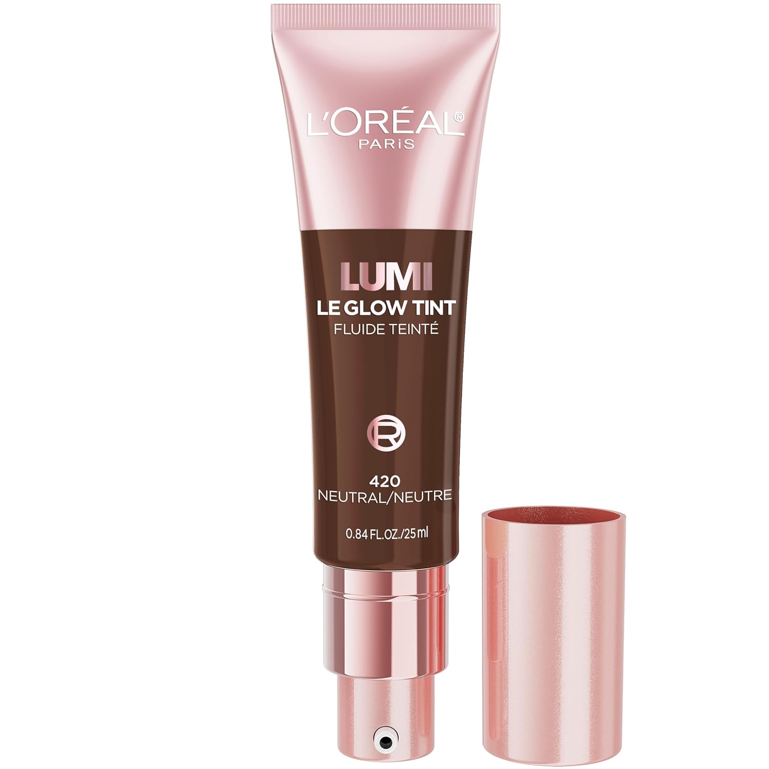 L'Oreal Paris Lumi Le Glow Skin Tint, Lightweight Water-Based Tinted Serum with Foundation-Like Coverage, Glow Illuminator, Neutral 400, 0.85 Fl Oz