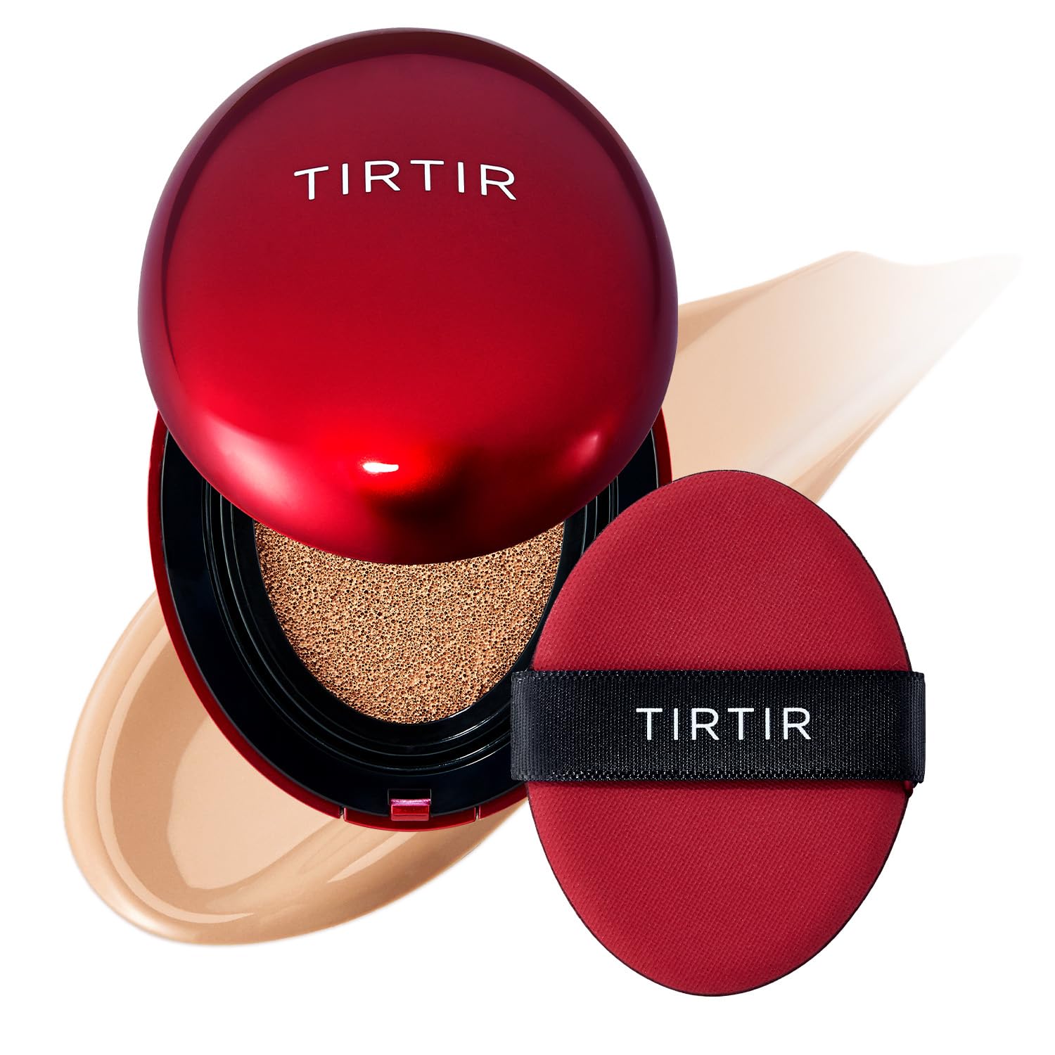 TIRTIR Mask Fit Red Cushion Foundation | Full coverage, Weightless, Skin fit, Satin Glow Finish, Korean Makeup Cushion Foundation (#23N Sand, 0.63 Fl Oz)