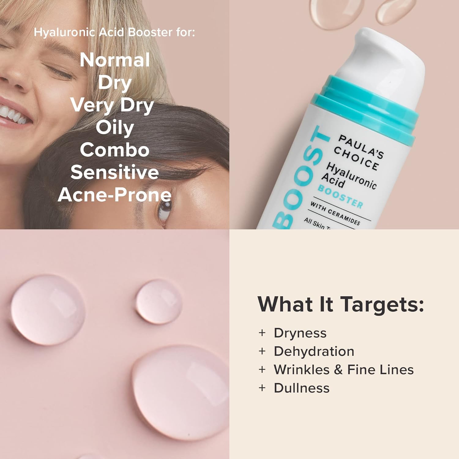 Paula's Choice BOOST Hyaluronic Acid Booster with Ceramides for Lightweight Deep Hydration, Plumps Skin, Smooth Fine Lines & Wrinkles, Concentrated Serum, 0.5 Ounce