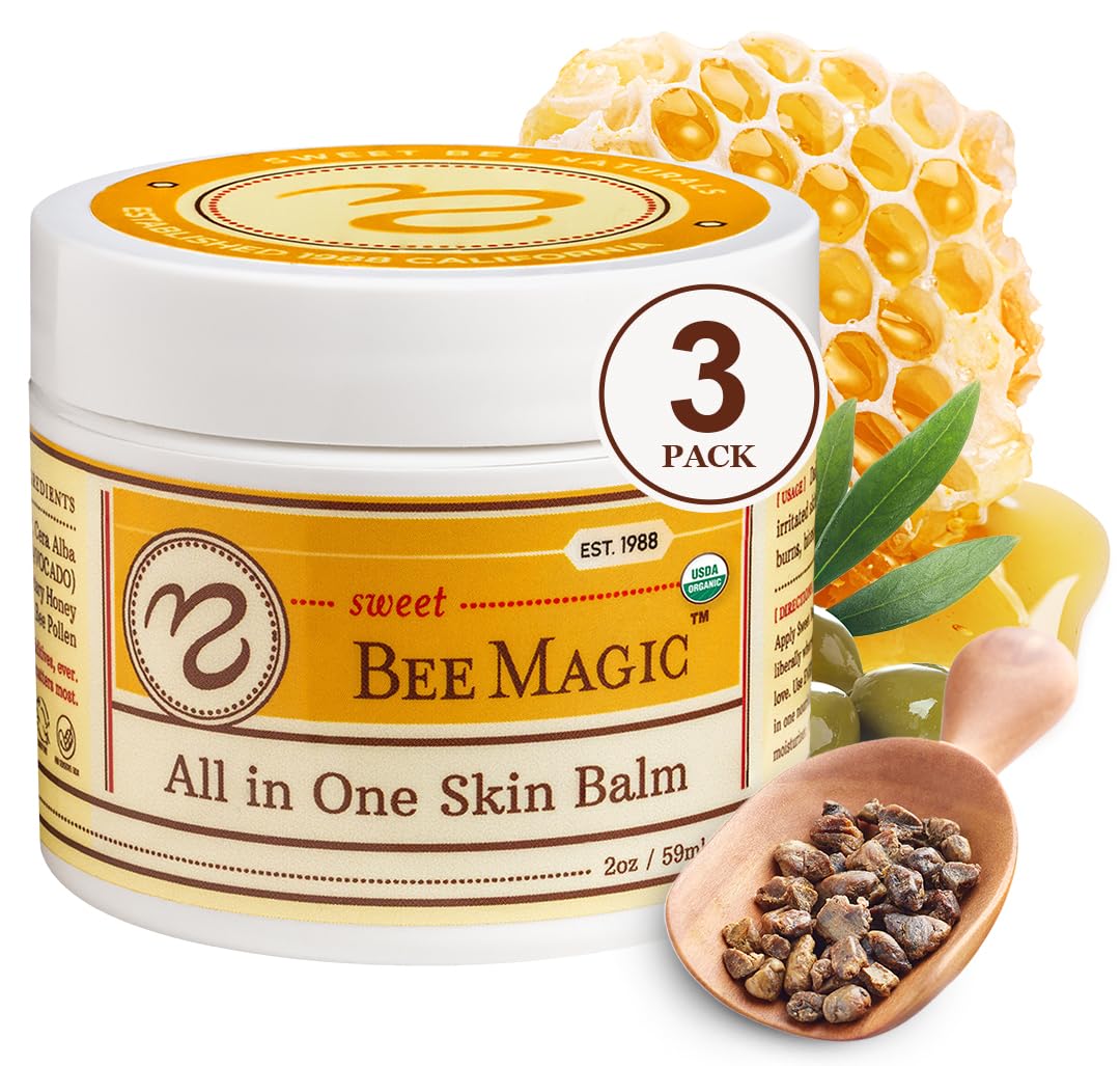 Sweet Bee Naturals - All-in-One Balm & Ointment for Face & Body, Multipurpose Moisturizer for Dryness, Burns, & Irritation, Nourishing Bee Magic Skin Care Essentials - 1 Jar (4oz)