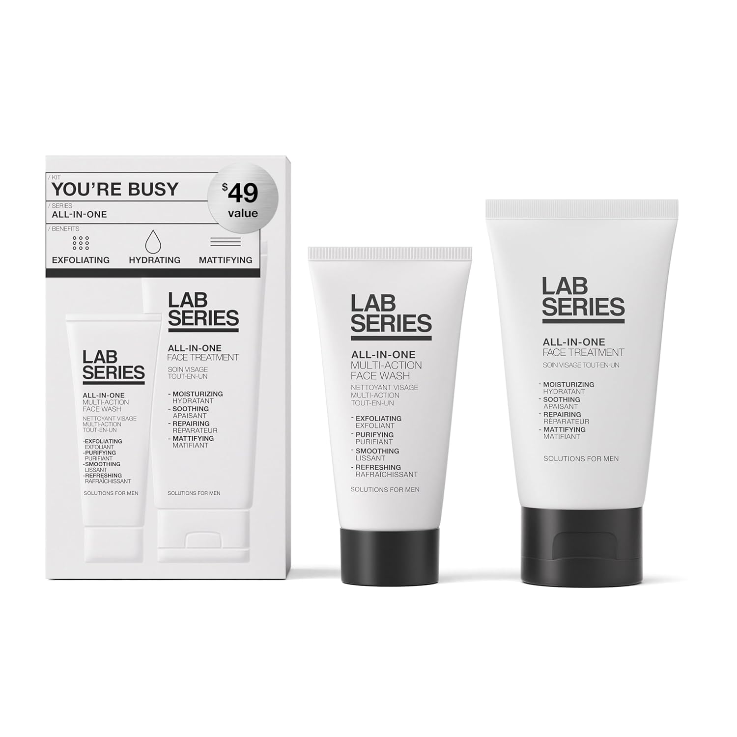 Lab Series All-In-One Men's Skincare Set - Essential Skin Care Routine Kit Includes Men's Face Scrub - Facial Lotion for Men