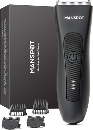 MANSPOT Manscape Hair Finishing Trimmers, Pubic Hair Trimmer for Men and Women, Electric Ball Trimmer Pubic Shaver,Hypoallergenic Ceramic Blade Heads,Waterproof Wet/Dry Groin Shaver,20 Times Usage