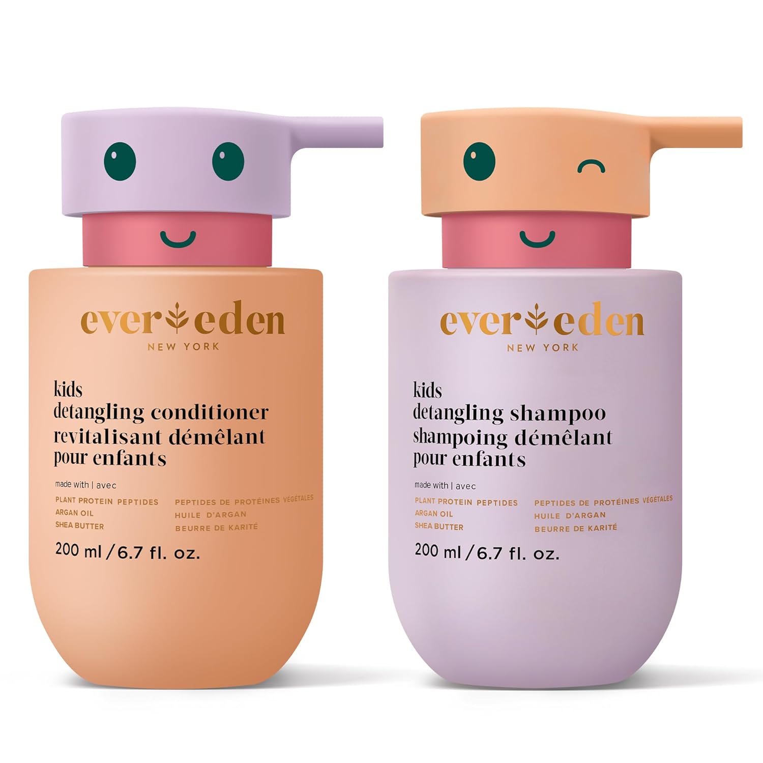 Evereden Happy Hair Duo for Kids: Vegan Shampoo and Conditioner Set with Detangler Brush - Strengthens & Smooths All Hair Types
