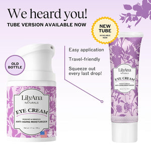 LilyAna Naturals Eye Cream for Dark Circles and Puffiness, Under Eye Cream for Wrinkles and Bags, Anti Aging - helps Improve Dryness; for Sensitive Skin - 1.7 oz - Made in USA