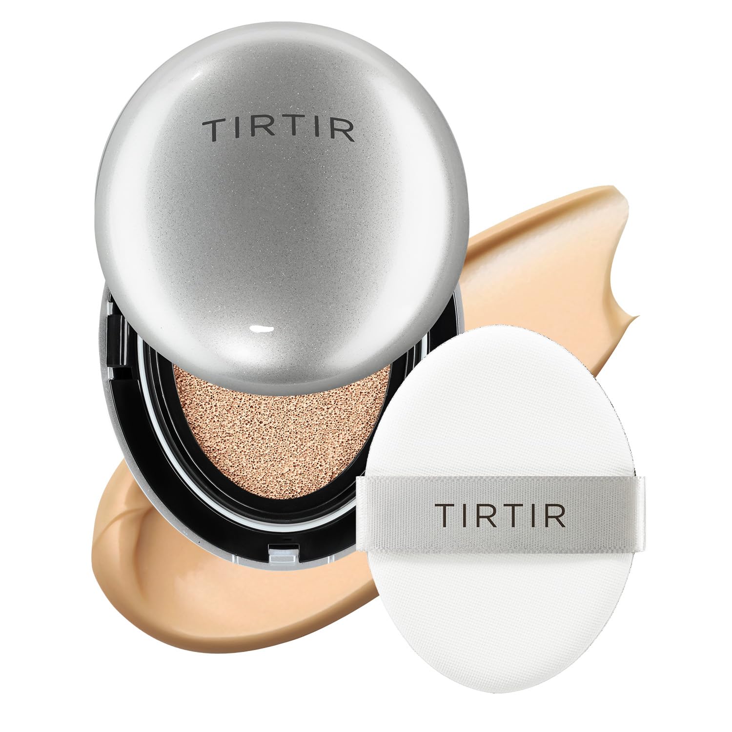 [*Mini Size*] TIRTIR Aura Glow Silver Cushion | Korean Cushion Foundation, (#21N Ivory, 0.15 Fl Oz)