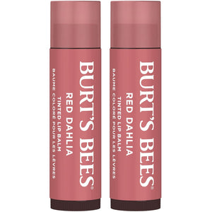 Burt's Bees Lip Tint Balm with Long Lasting 2 in 1 Duo Tinted Balm Formula, Color Infused with Deeply Hydrating Shea Butter for a Natural Looking Buildable Finish, Fiery Red Dahlia (2-Pack)