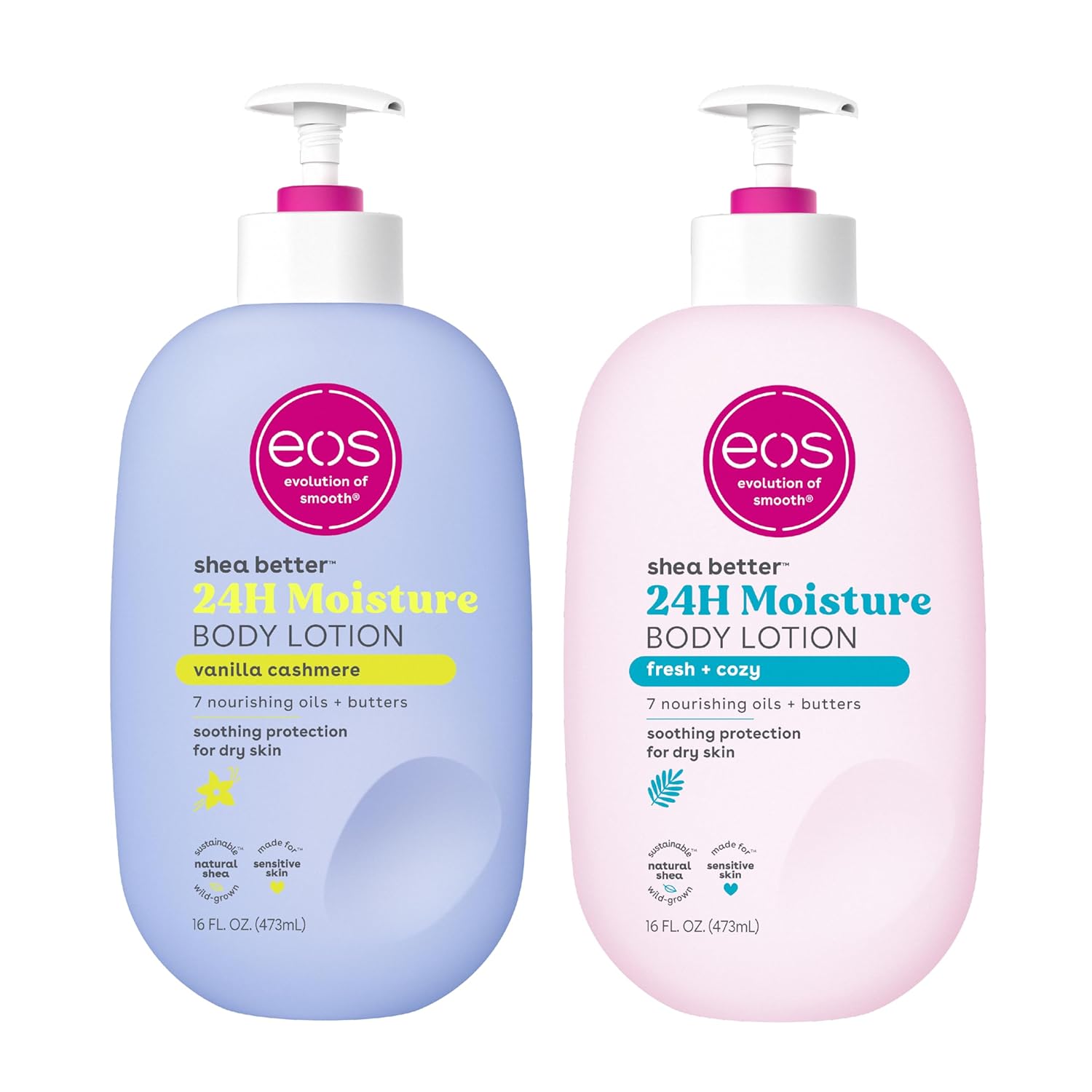 eos Shea Better Body Lotion- Vanilla Cashmere, 24-Hour Moisture Skin Care, Vegan, 16 fl oz