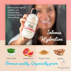 Hydrating Facial Cleanser – Gentle Daily Face Wash with Grapefruit, Sugar Cane, and Gotu Kola – Lightly Exfoliating Vegan Formula for All Skin Types – Classic Cleanser (8 oz)