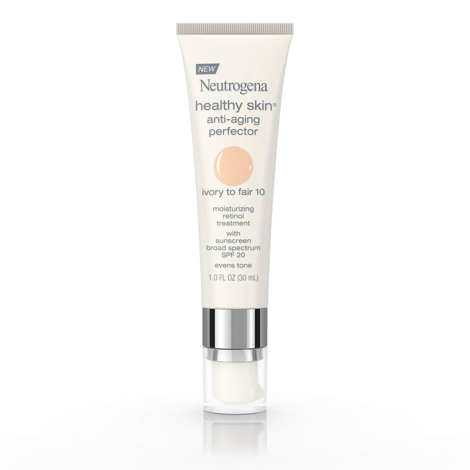 Neutrogena Retinol Treatment and Tinted Facial Moisturizer, Healthy Skin Anti-Aging Perfector with Broad Spectrum SPF 20 Sunscreen with Titanium Dioxide, 20 Fair to Light, 1 fl. oz