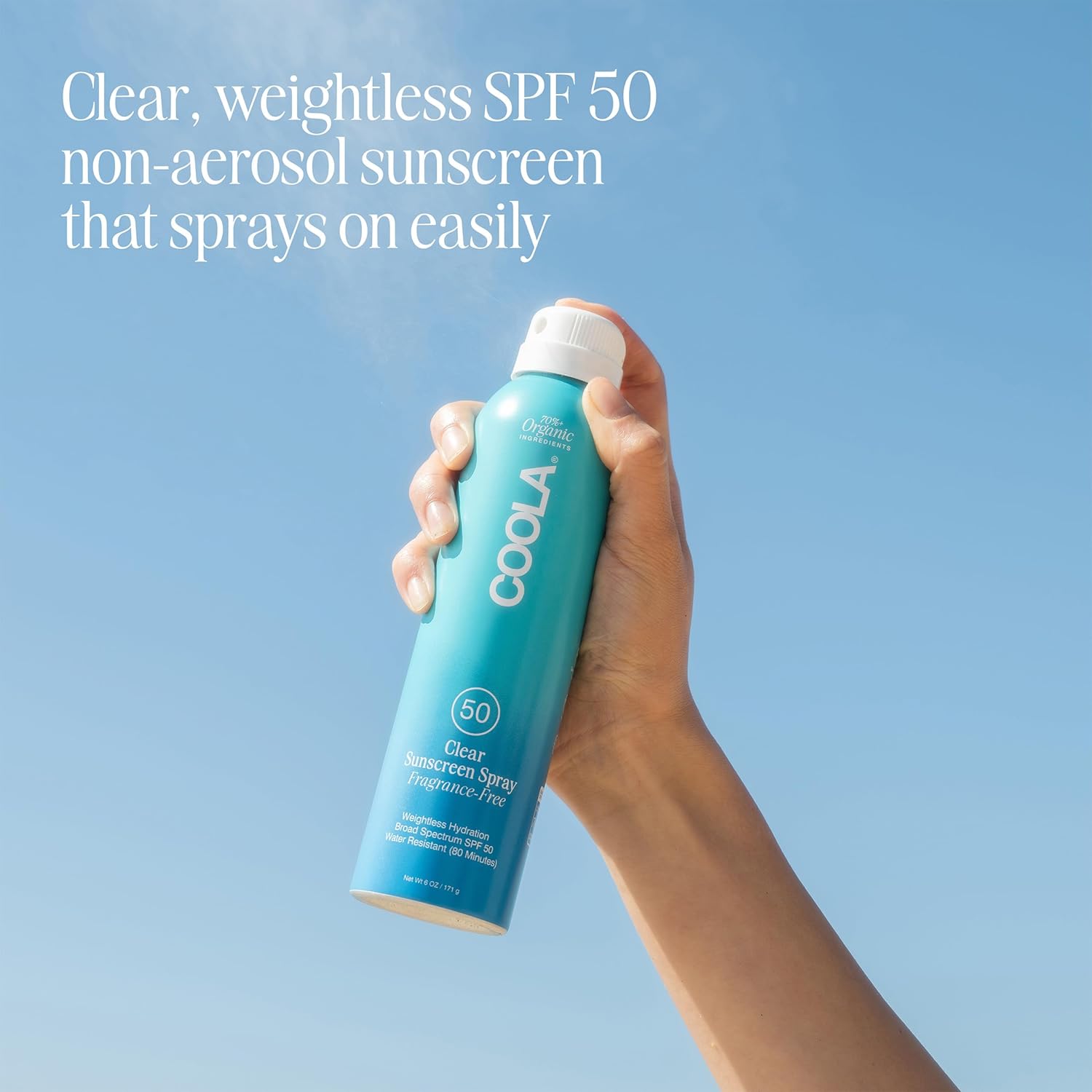 COOLA Organic Sunscreen SPF 50 Sunblock Spray, Dermatologist Tested Skin Care for Daily Protection, Vegan and Gluten Free, Fragrance Free