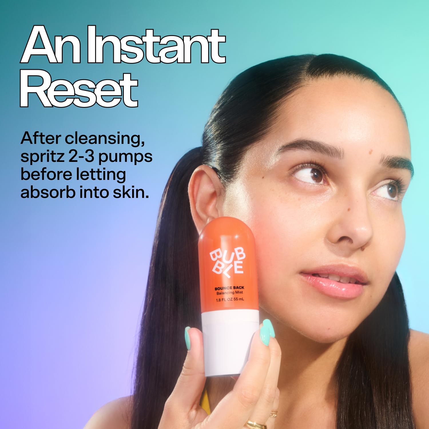 Bubble Skincare Bounce Back Balancing Facial Toner Mist - Hydrating Toner Spray + Pore Minimizer Made with Sea Water and Niacinamide to Help Improve Texture & Radiance (55ml)