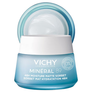 Vichy Mineral 89 Fragrance Free Cream, Moisture Boosting Cream with Hyaluronic Acid, Daily Face Moisturizer, Available in 3 Formulas For All Skin Types, Dry & Sensitive Skin & Mattifying for Oily Skin