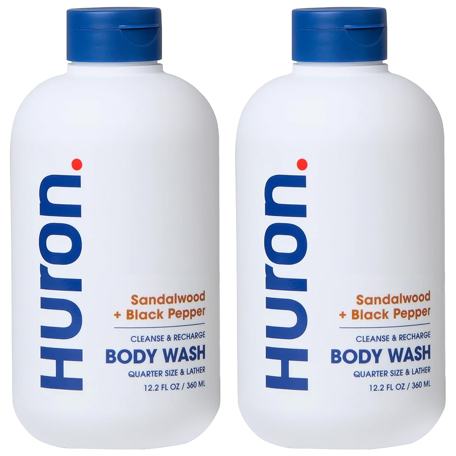Huron Men's Moisturizing Body Wash - Crisp Citrus, Eucalyptus, Mint & Aromatic Greens Scent, 12.2 fl oz (2 Pack)