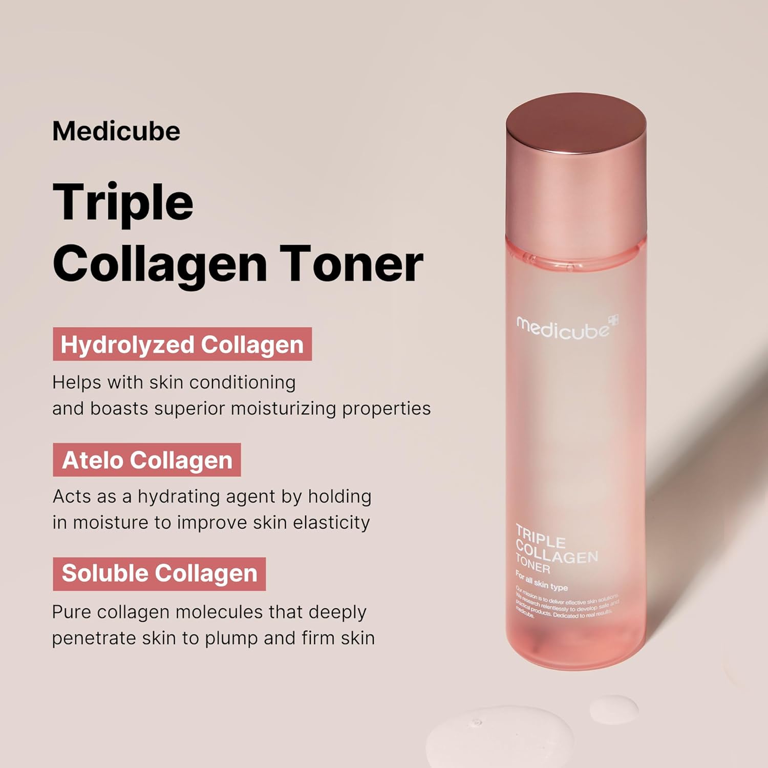 Medicube Triple Collagen Toner - Hydrolyzed, Atelo, & Soluble Collagen for Deep Hydration & Plump Skin - Fast-Absorbing Formula for All-Day Suppleness, Korean Skincare (4.73 fl.oz.)