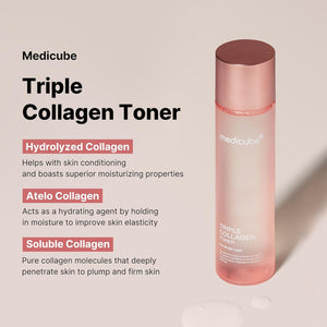 Medicube Triple Collagen Toner - Hydrolyzed, Atelo, & Soluble Collagen for Deep Hydration & Plump Skin - Fast-Absorbing Formula for All-Day Suppleness, Korean Skincare (4.73 fl.oz.)