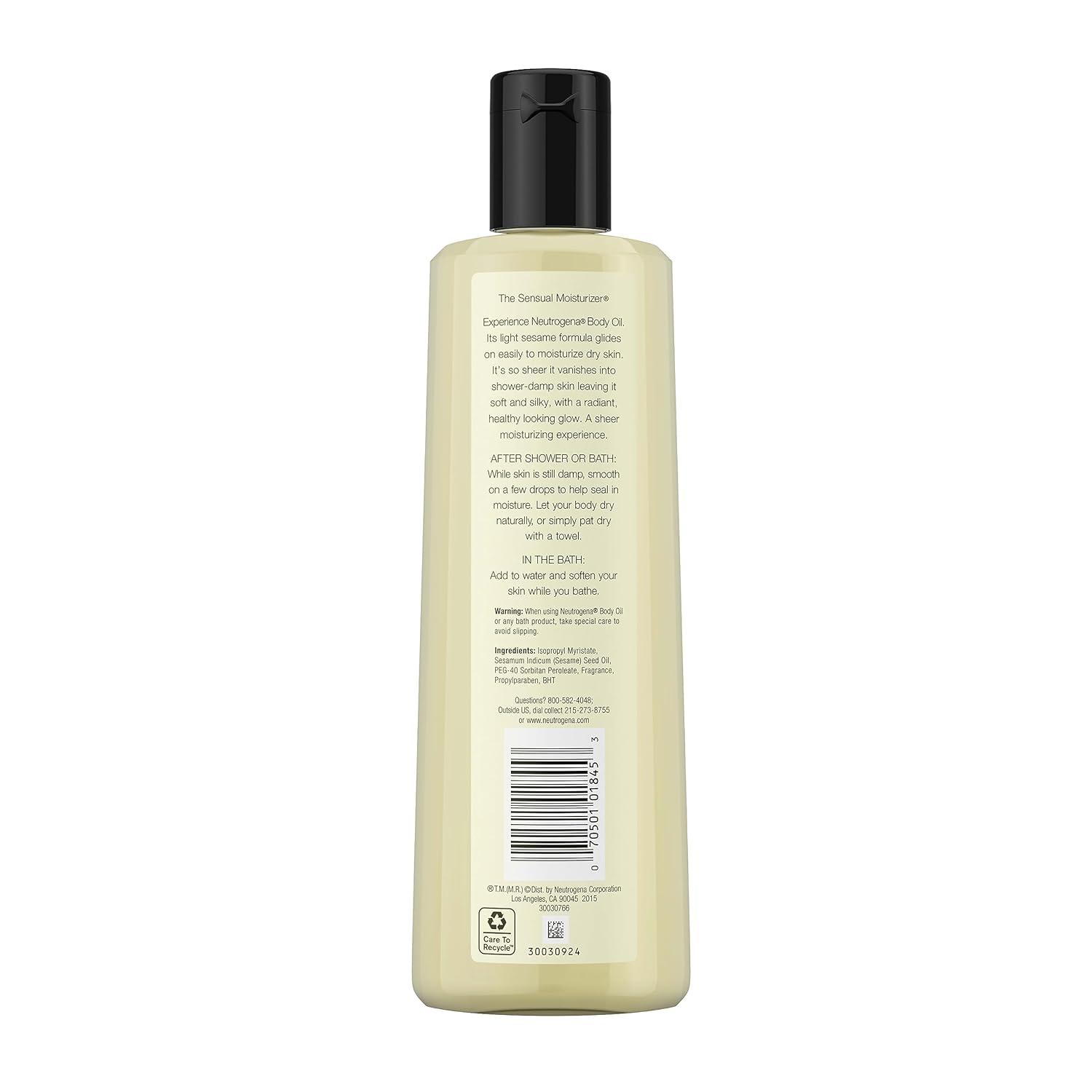 Neutrogena Body Oil Light Sesame Formula, Twin Pack of 16 fl oz, Radiant Glow Moisturizer for Dry Skin, Bath & Shower Oil For Smooth and Hydrated Skin