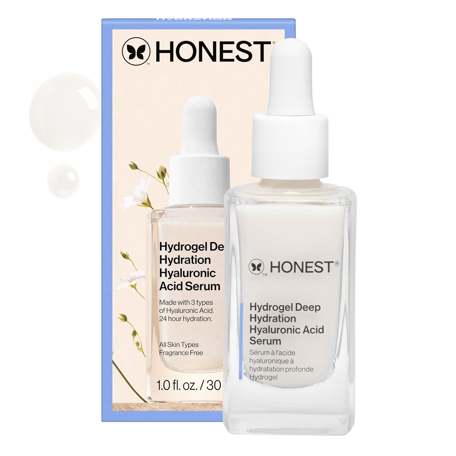 Honest Beauty Hydrogel Deep Hydration Hyaluronic Acid Serum | Moisturizes + Plumps | Hypoallergenic, Fragrance Free, Vegan, Gentle for Sensitive Skin | 1 fl oz