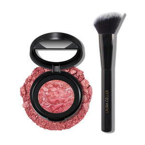 LAURA GELLER NEW YORK Baked Blush-n-Brighten Marbleized Blush - Apricot Berry & Angled Brush 2pc Set