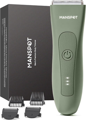 MANSPOT Manscape Groin & Body Hair Trimmer for Men, Electric Ball Pubic Trimmer Shaver,Manscape Kit with 4 Guard,Replaceable Ceramic Blade Heads,Waterproof Wet/Dry Shaver,90 Minutes Shaving