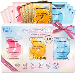 grace & stella Under Eye Mask - Gifts for Women - Reduce Dark Circles, Puffy Eyes, Undereye Bags, Wrinkles - Overnight Gel Under Eye Patches - Bridesmaid Gifts - Vegan Self Care (24 Pairs, Gold)