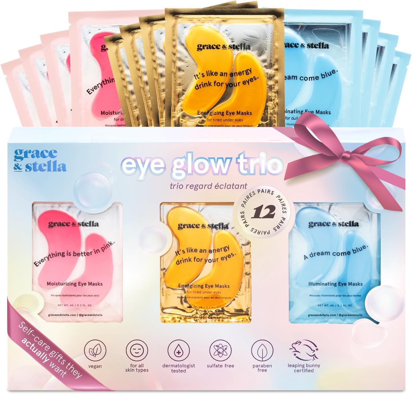 grace & stella Under Eye Mask - Gifts for Women - Reduce Dark Circles, Puffy Eyes, Undereye Bags, Wrinkles - Overnight Gel Under Eye Patches - Bridesmaid Gifts - Vegan Self Care (24 Pairs, Gold)