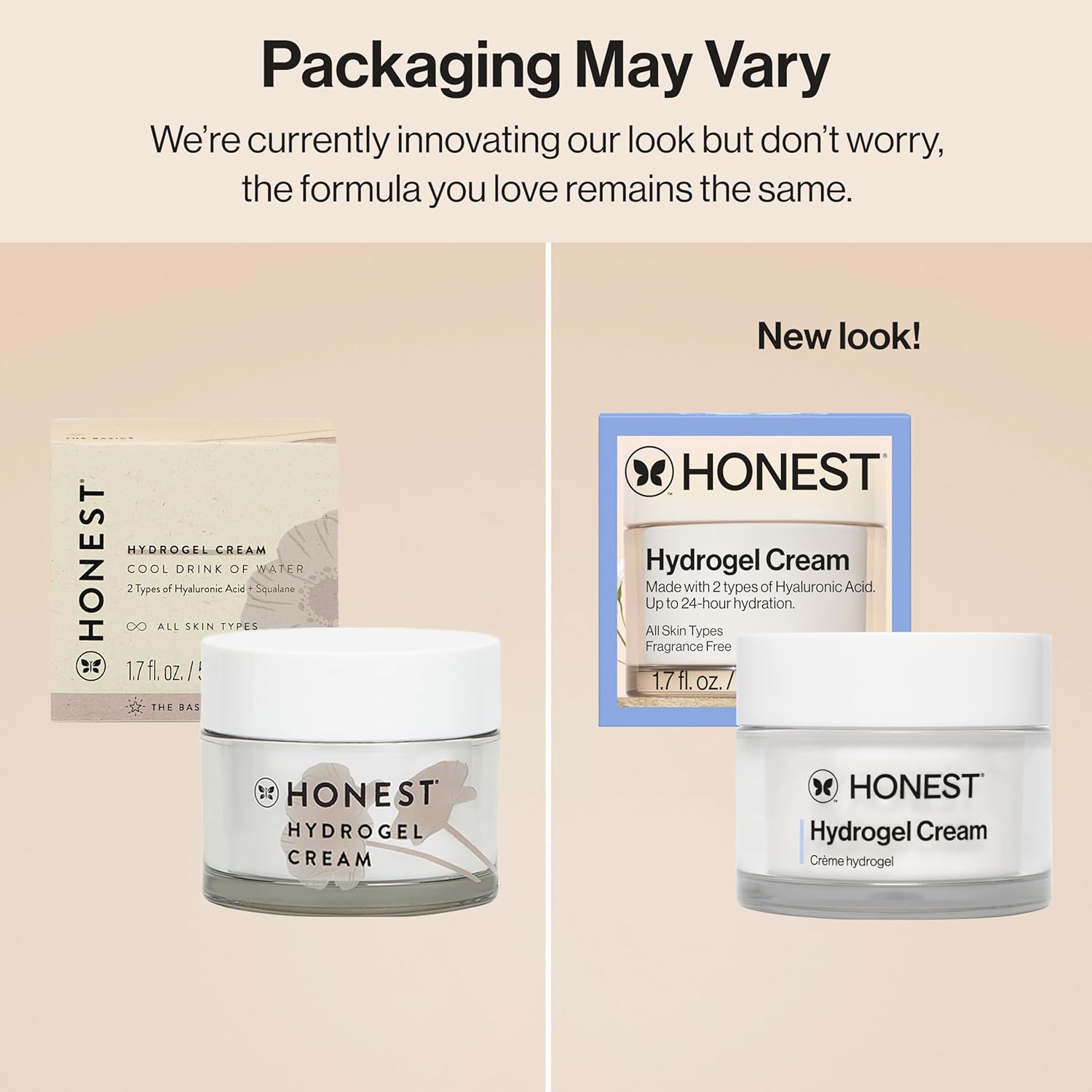 Honest Beauty Hydrogel Cream with Hyaluronic Acid, Jojoba, + Squalane | Oil Free, Lightweight, Moisturizing | EWG Verified, Vegan + Cruelty Free | 1.7 fl oz