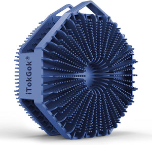 iTokGok® Premium 2-in-1 Silver-Infused Silicone Body Scrubber for Men, Double-Sided Design Body Brush Silicone Body Scrubber Exfoliating Body Brushes for All Skin, Lathers Well - Midnight Green