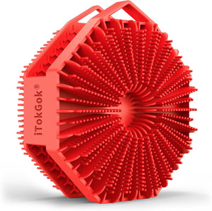 iTokGok® Premium 2-in-1 Silver-Infused Silicone Body Scrubber for Men, Double-Sided Design Body Brush Silicone Body Scrubber Exfoliating Body Brushes for All Skin, Lathers Well - Midnight Green