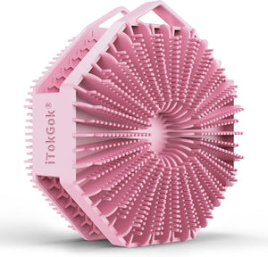 iTokGok® Premium 2-in-1 Silver-Infused Silicone Body Scrubber for Men, Double-Sided Design Body Brush Silicone Body Scrubber Exfoliating Body Brushes for All Skin, Lathers Well - Midnight Green