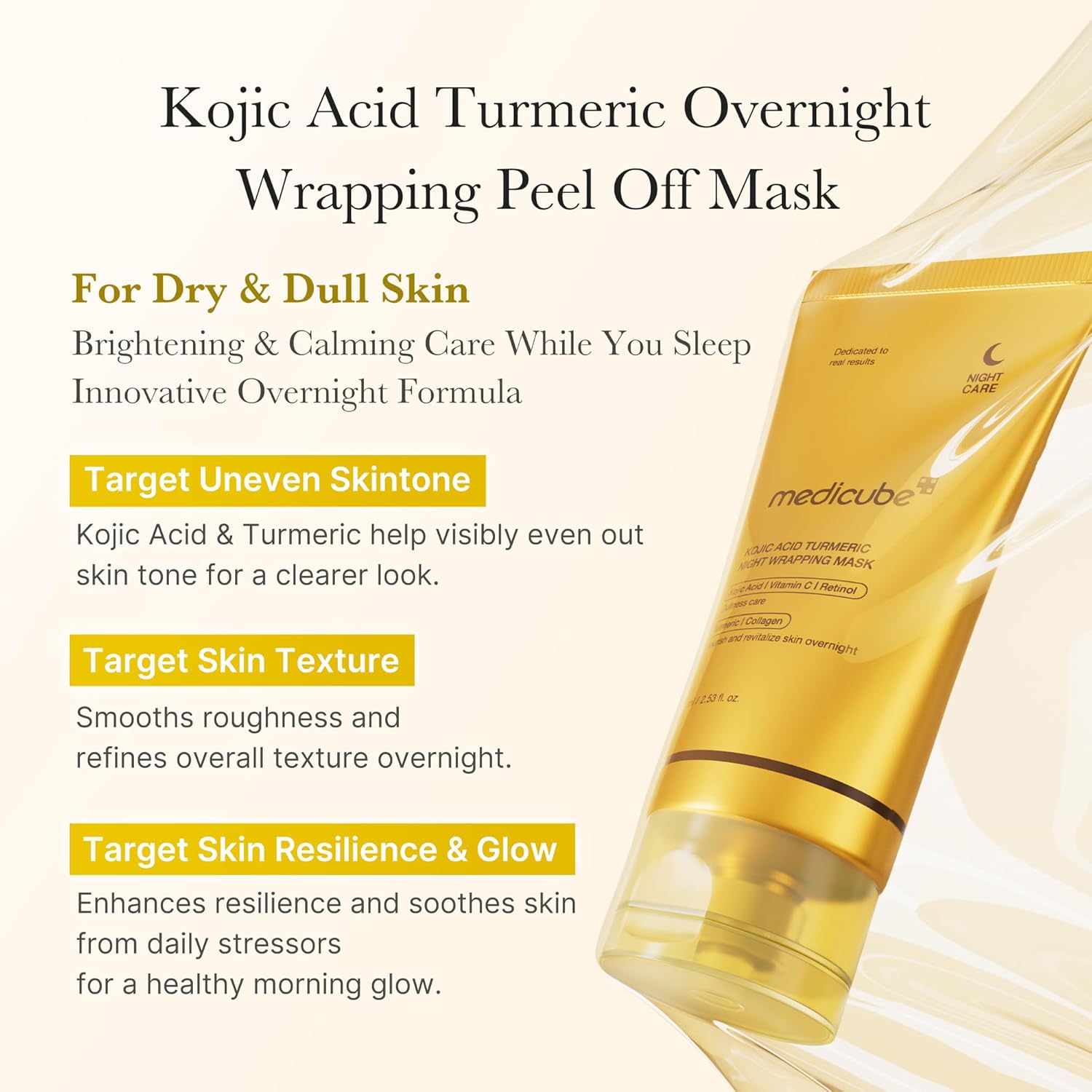 medicube Kojic Acid Turmeric Overnight Wrapping Peel Off Mask – Skin for a Clear, Glowing Complexion