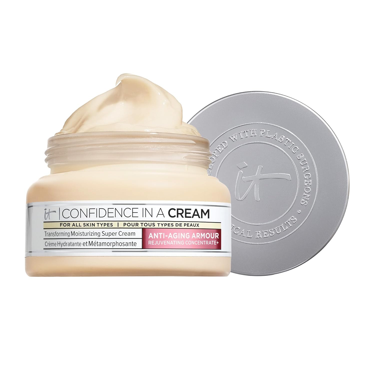 IT Cosmetics Confidence in a Cream - Hydrating & Anti Aging Face Moisturizer, Visibly Reduces Fine Lines & Wrinkles, Up To 48H Hydration, Repairs Skin Barrier, Squalane & Ceramides, For All Skin Types
