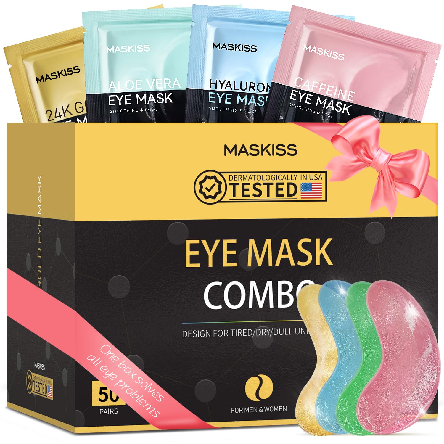 24k Gold Under Eye Patches (8 Pairs), eye mask, Collagen Skin Care Products, Eye Patches for Puffy Eyes, eye masks for dark circles and puffiness