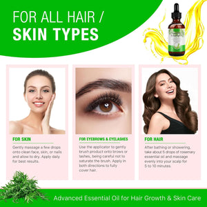 Pure Organic Rosemary Essential Oils, Hair Growth Scalp Oil for Dry Damaged Hair(2.02 Fl Oz)