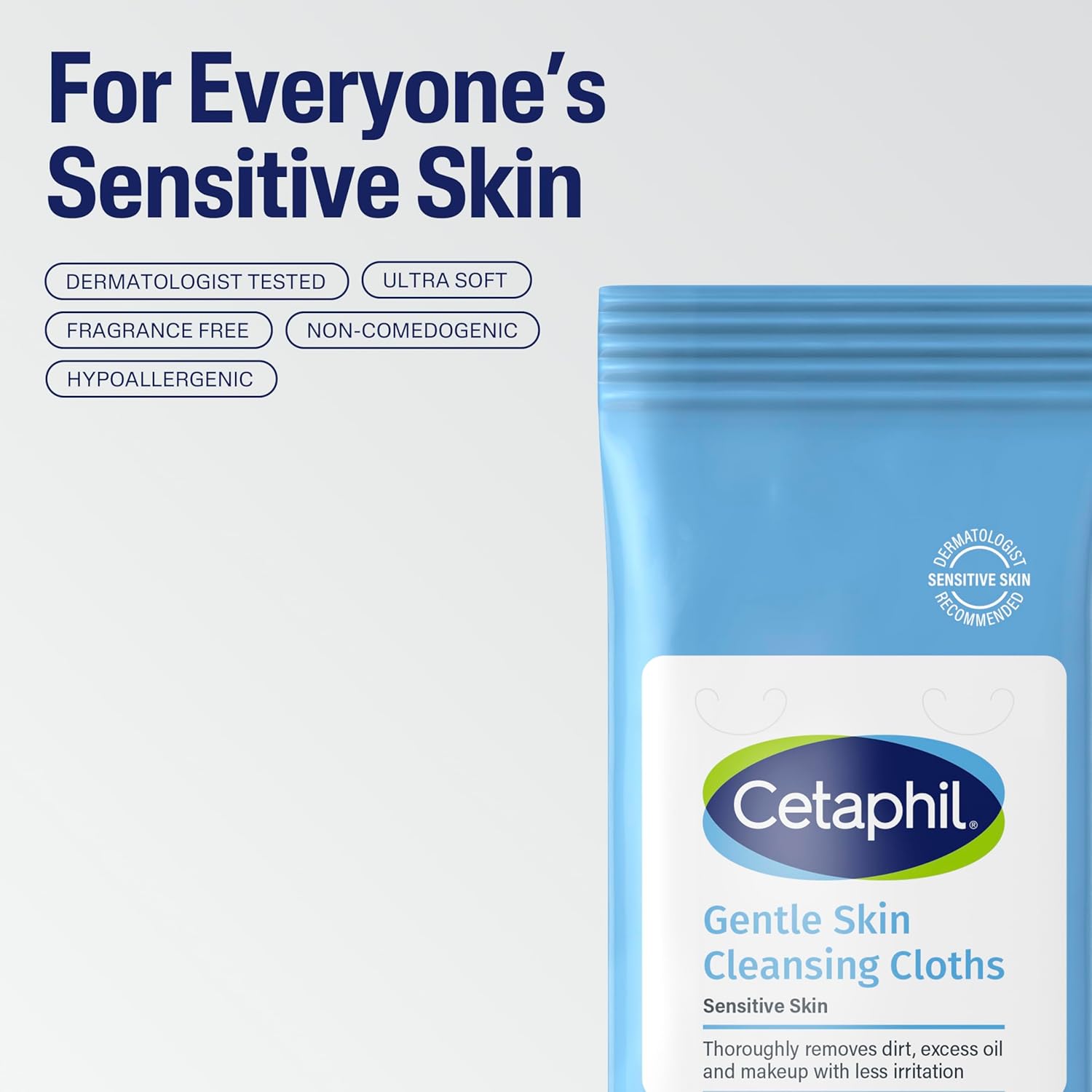Cetaphil Face and Body Wipes, Gentle Skin Cleansing Cloths, 25 Count (Pack of 3), for Dry, Sensitive Skin, Flip Top Closure, Great for the Gym, Travel, in the Car, Hypoallergenic, Fragrance Free