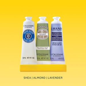 L'OCCITANE Hand Cream Classics, 3-Piece Set: Moisturizing Hand Creams, Iconic Scents, Vegan, All Skin Types, Perfect Gift, Made in France