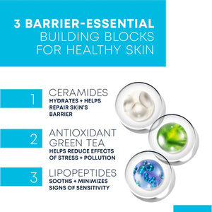 RoC Barrier Renew Night Moisturizer with Ceramides & Antioxidant Green Tea and Lipo Peptides to Renew Skin Barrier, (2.5 oz) with Retinol Eye Cream Packette