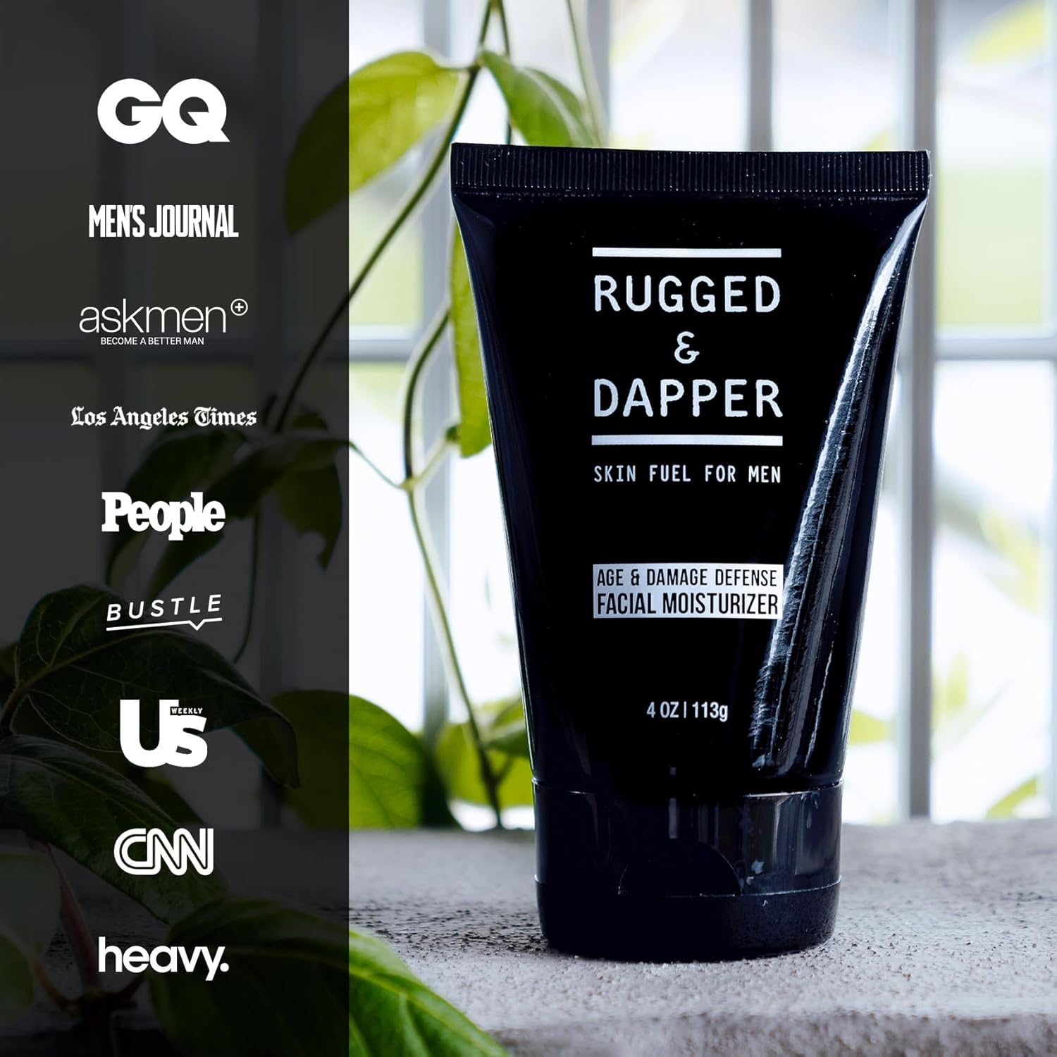 RUGGED & DAPPER - Age Defense Face Moisturizer for Men | 4oz | Hydrating Mens Face Lotion | Unscented + Anti- Aging Formula for Clear Skin | Natural Ingredients | Made in USA