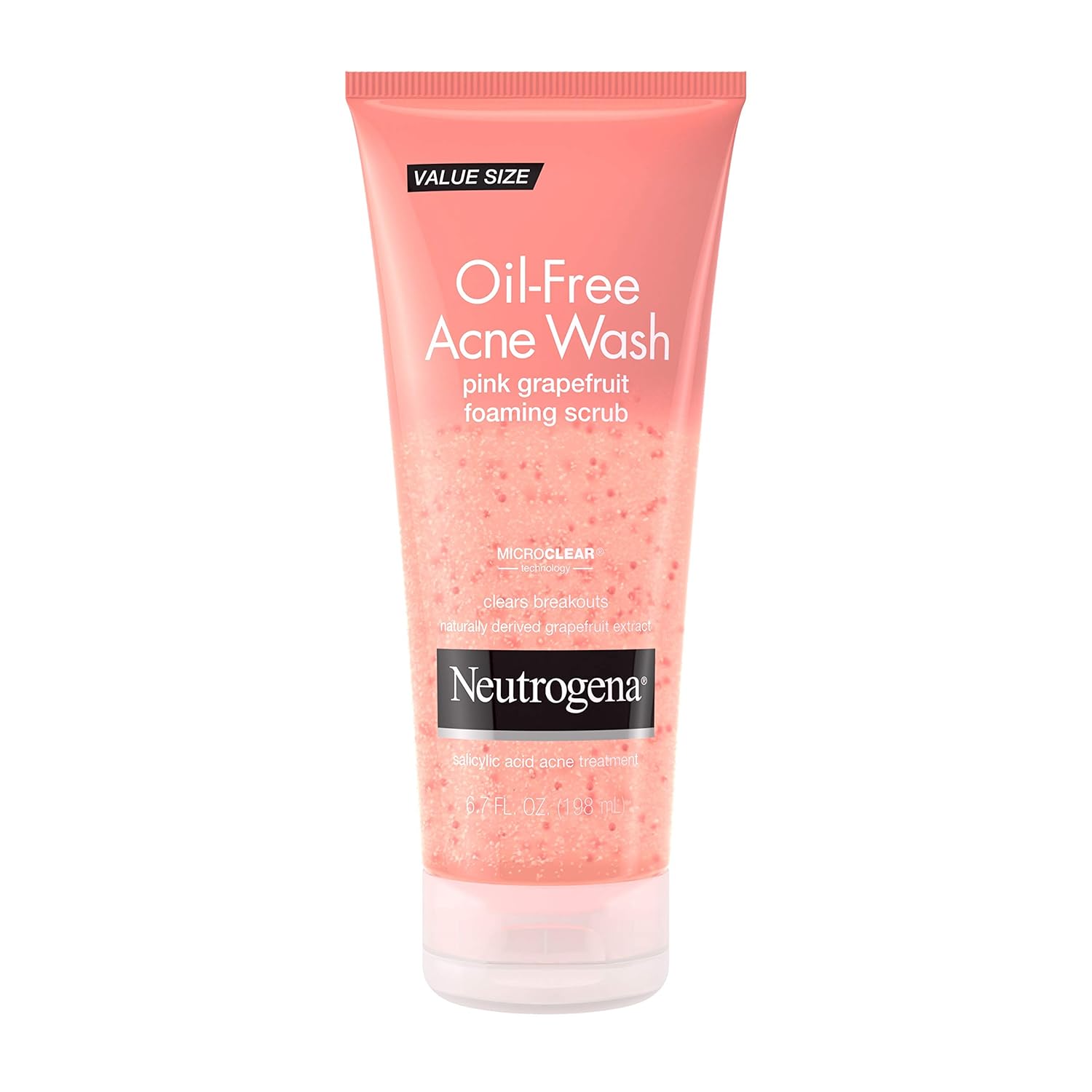 Neutrogena Oil Free Pink Grapefruit Acne Face Wash with Vitamin C, 2% Salicylic Acid Acne Treatment, Gentle Foaming Facial Scrub to Treat & Prevent Breakouts, 6.7 fl. Oz, 3 Pack
