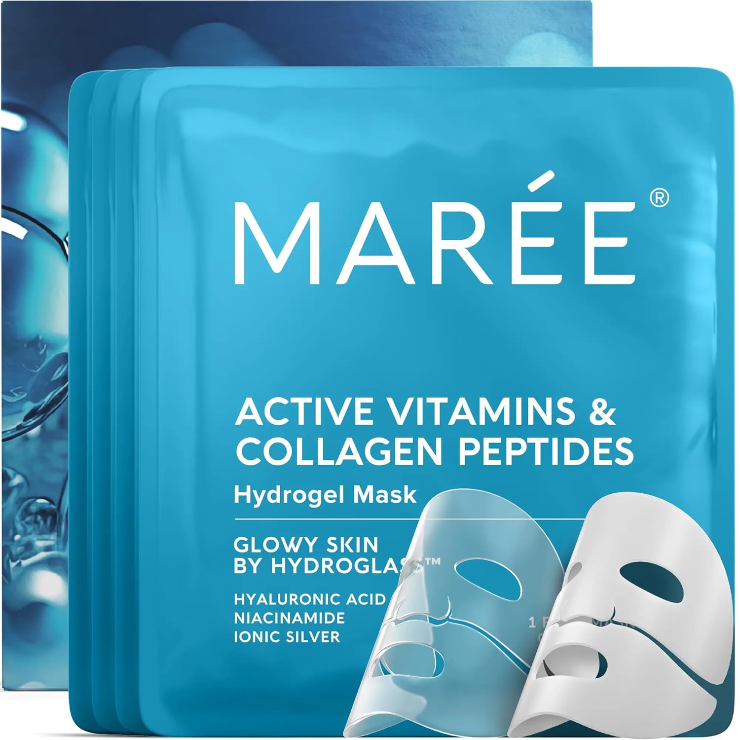 MAREE V Line Lifting Mask with 24K Gold - Deep Collagen Jawline Shaper Mask with Retinol for Face Lift - Facial Skincare Chin Strap - Hyaluronic Acid, Vitamin E - 5 PACK