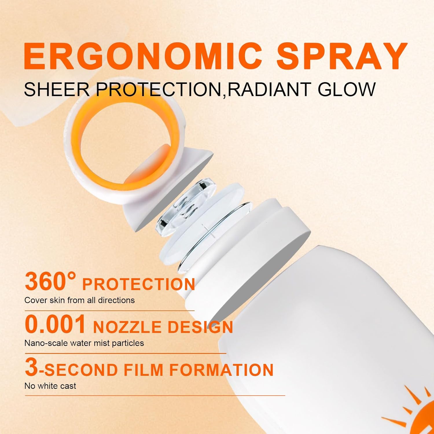 Reef Safe Sunscreen Spray SPF 50, 360° Mist, Broad-Spectrum UVA/UVB Protection, Lightweight & Non-Greasy, Travel Size Sunscreen Spray for Face & Body, Water & Sweat Resistant，5.07oz/150ml (1 pack)