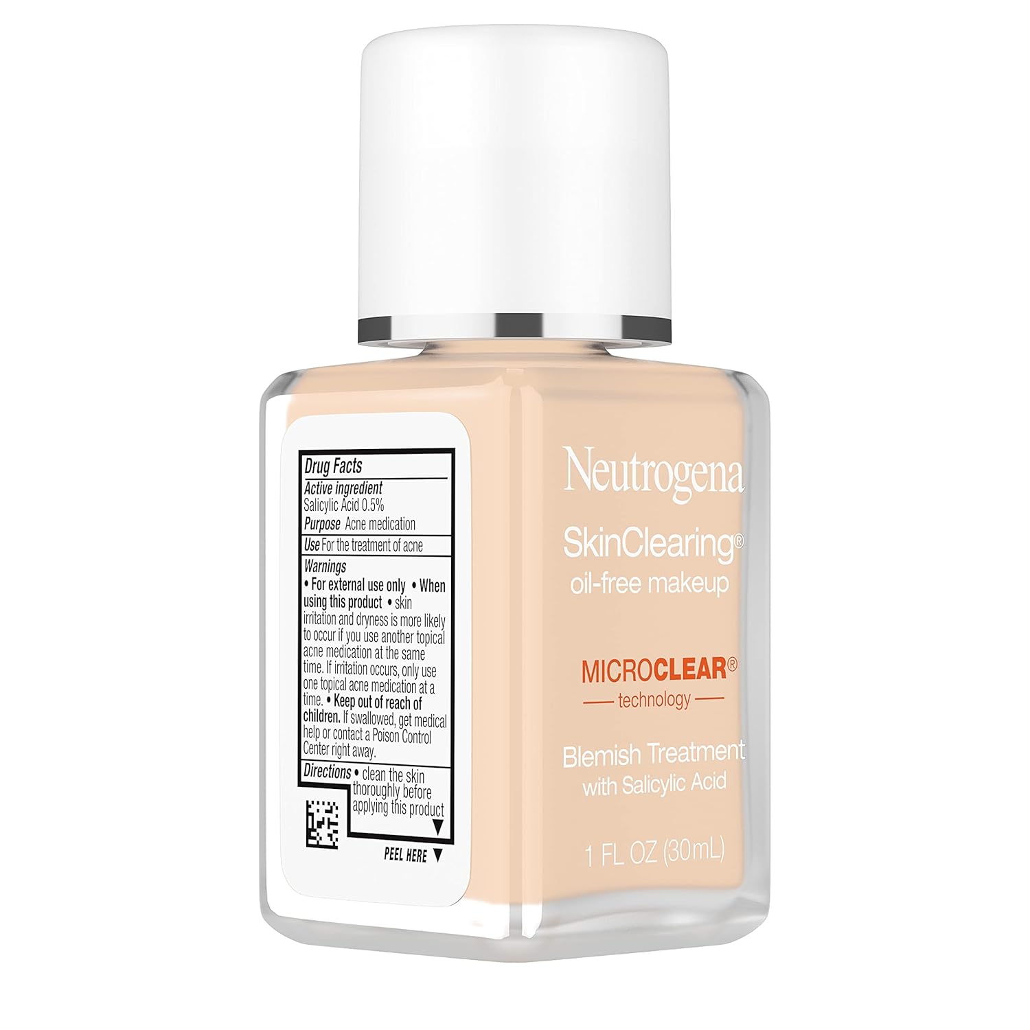 Neutrogena SkinClearing Oil-Free Acne and Blemish Fighting Liquid Foundation with.5% Salicylic Acid Acne Medicine, Shine Controlling Makeup for Acne Prone Skin, 30 Buff, 1 fl. oz
