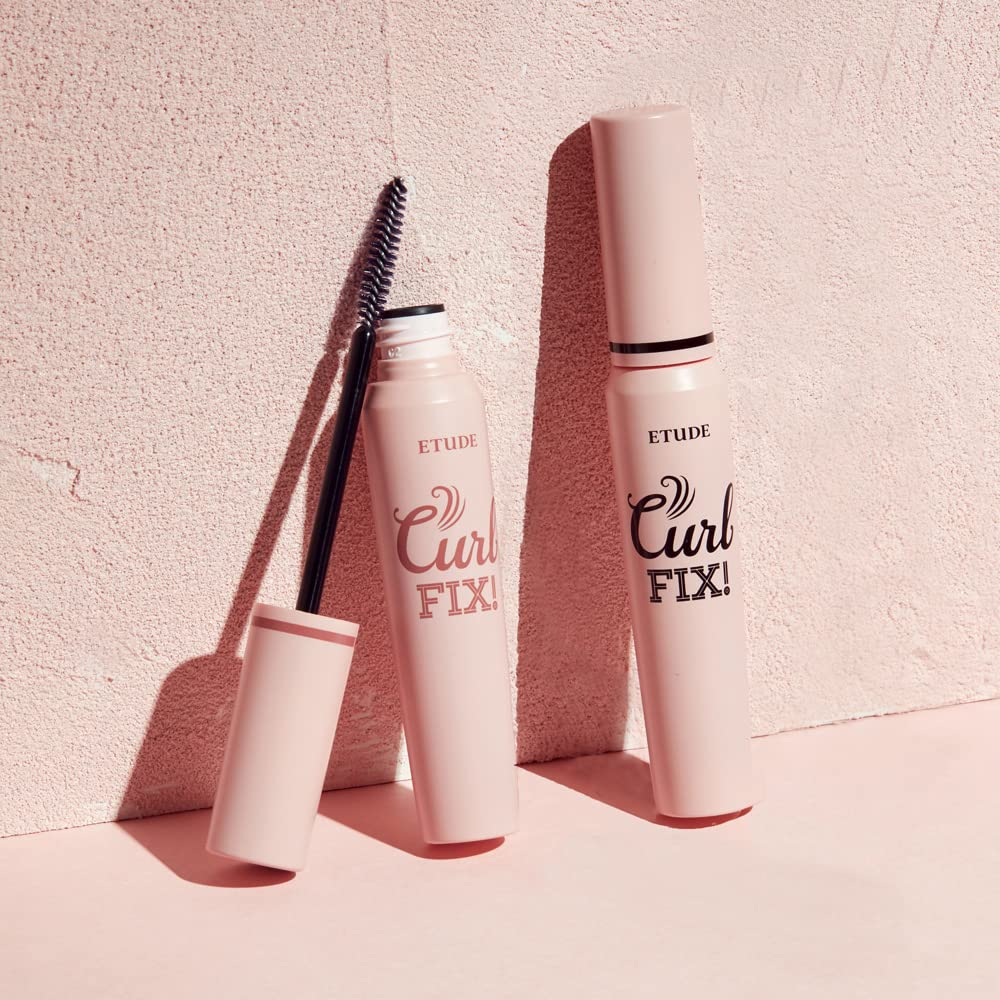 ETUDE Curl Fix Mascara #1 Black | A curl fix mascara that keeps fine eyelashes powerfully curled up for 24 hours by ETUDE's own Curl 24H Technology, Korean Makeup, Kbeauty, Perfect for Gift