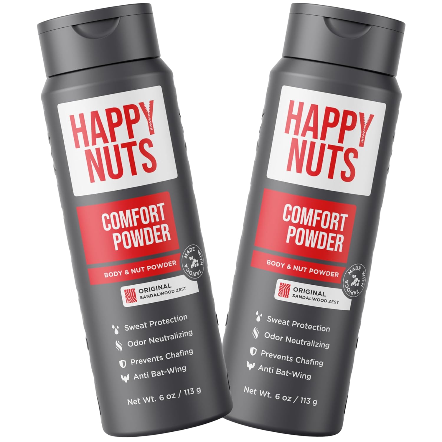 HAPPY NUTS Comfort Powder - Anti Chafing & Deodorant, Aluminum-Free, Sweat and Odor Control for Jock Itch, Groin and Men's Private Parts (6 Ounce (Pack of 1), Original)