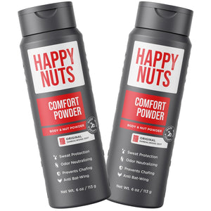 HAPPY NUTS Comfort Powder - Anti Chafing & Deodorant, Aluminum-Free, Sweat and Odor Control for Jock Itch, Groin and Men's Private Parts (6 Ounce (Pack of 1), Original)