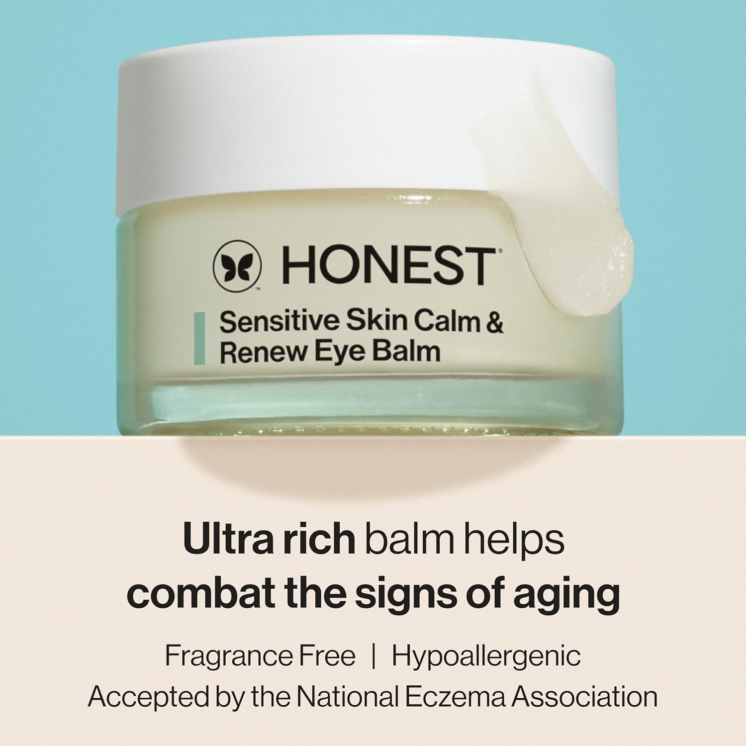 Honest Beauty Sensitive Skin Calm + Renew Eye Balm | Moisturizing + Firming | Hypoallergenic, Fragrance Free, Vegan | 0.5 oz